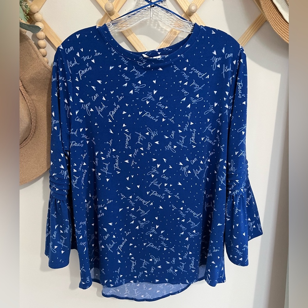 Elle 'You can find me in Paris' Bell Sleeve Blouse